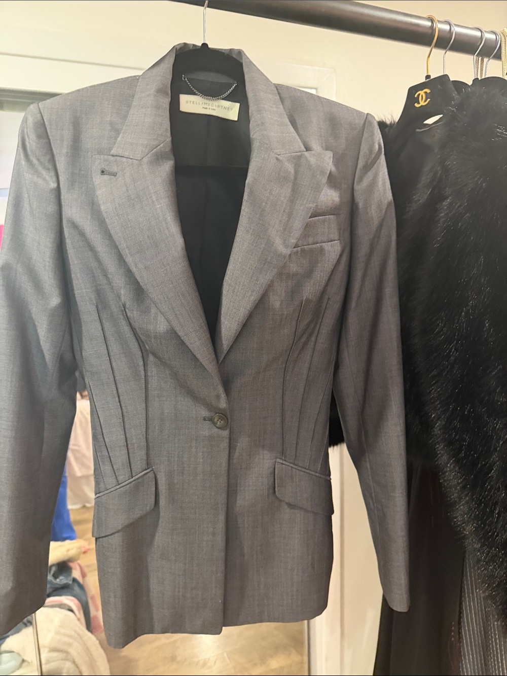 Stella McCartney womens Gray Single-Button Blazer vintage💋 Y2K